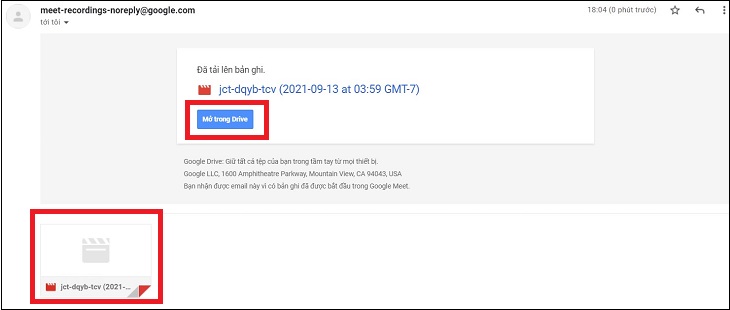 kiểm tra Mail mà Google Meet đã gửi tới cho bạn kiểm tra Mail mà Google Meet đã gửi tới cho bạn