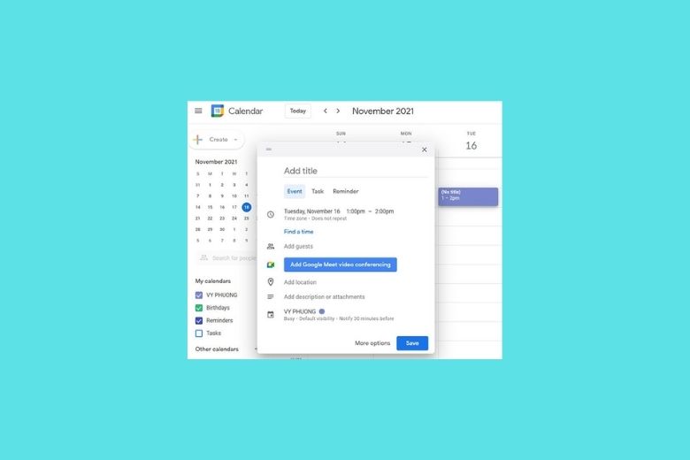 Cách đặt lịch cuộc họp Google Meet